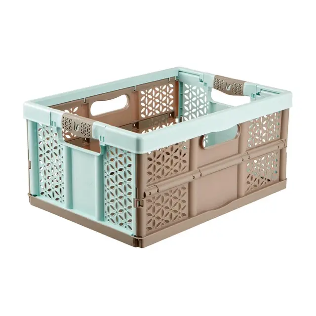 keeeper Stabile Profi-Klappbox mit Soft-Touch Griffen, 48,5 x 35 x 23,5 cm, 32 l, Lea, Blau/Taupe