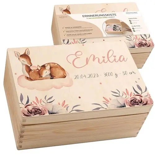 Kidsmood Baby-Erinnerungsbox Holzkiste mit Deckel