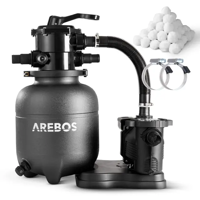 Arebos Sandfilteranlage mit Pumpe 350W 9500 L/h 20 kg Sand