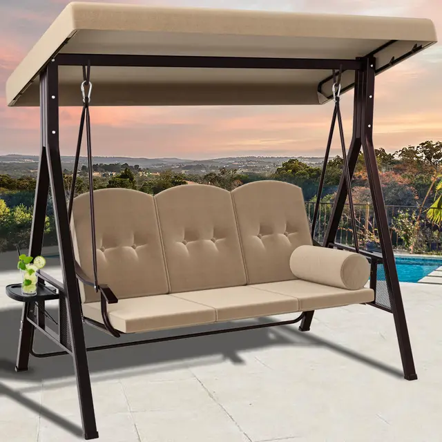 YITAHOME Hollywoodschaukel 3-Sitzer mit Liegefunktion und Baldachin