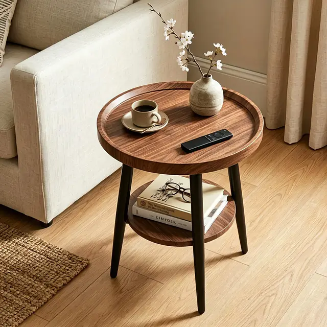 gfemth couchtisch rund walnuss 40 cm