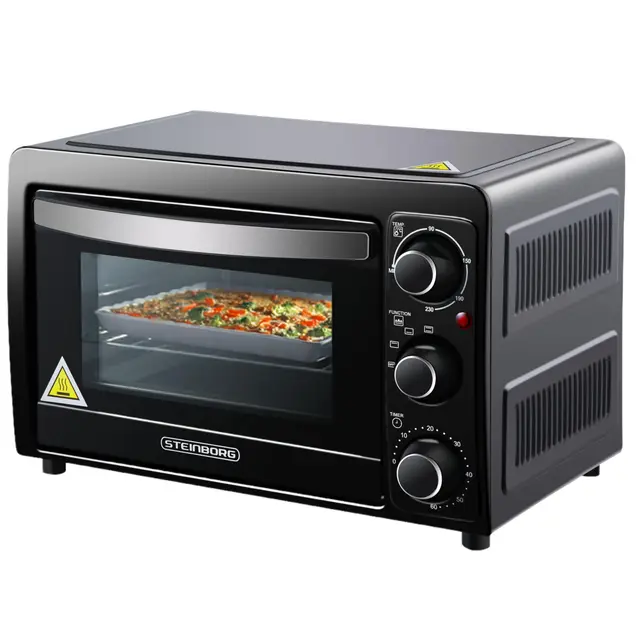 Mini Backofen 15 Liter | Pizzaofen | Minibackofen | 60 min Timer | 100°-230°C | 1200 Watt | Backofen | Krümelblech | Mini Oven | Camping Ofen | Kleiner Backofen | Energiesparend