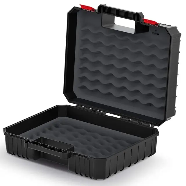 Kistenberg Maschinenkoffer Werkzeugkasten Werkzeugkiste für Elektrowerkzeuge Toolbox (mit Schaumstoff Einlage innen, staubdicht, schwarz, 384 x 335 x 144 mm)