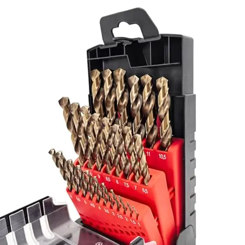Bohrer Set 25 teilig，HSS-E M35 kobalt Spiralbohrer-Set für Metall, Edelstahl und Aluminium（1-13 mm）