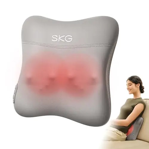 SKG® Das Original kabelloses Nacken- und Rückenmassagegerät mit beidseitiger Wärmefunktion, tragbares Massagekissen mit Vibrationsmassage für Zuhause & Büro, Vatertagsgeschenk für Papa, VS500