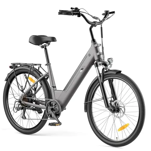 Touroll J2 /J2 ST Pro 26'' E-Bike Damen Herren City Trekkingrad mit Hydraulischen Scheibenbremsen, 250W Motor, 100km Reichweite, Abnehmbarer Akku,7 Gänge, Pedelec E-Citybike für Erwachsene