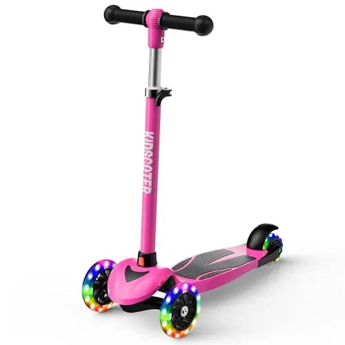 2-in-1 Kinder-Scooter für Kinder von 3-12 Jahren, 3 Räder Lean to Steer Scooter mit LED-Leuchträdern, Verstellbarer Lenker, faltbar & abnehmbar für Jungen & Mädchen