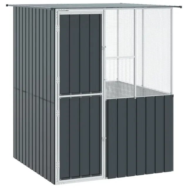 vidaXL Vogelkäfig Anthrazit 165 x 165 x 200 cm Verzinkter Stahl, Moderne Garten- und Terrassen-Vogelbauer, strapazierfähiger Außen-Aviary, stylisches Zuhause, sicheres Gehege