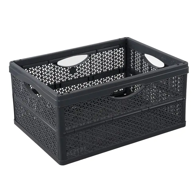BranQ - Home essential Klappbox- praktischer und universeller Klappbox mit einem Fassungsvermögen von 32 Litern, aus BPA-frei Kunststoff, Anthrazit, 5901098173209
