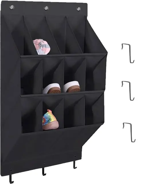 Organizer Über Der Tür Für Schuhe 12 Gitter Organizer Über Der Tür Für Schuh, Hängende Schuhaufbewahrung,hängende Organizer Aufbewahrung Für Hut,Unterwäsche Im Schlafzimmer, Badezimmer Schwarz Large