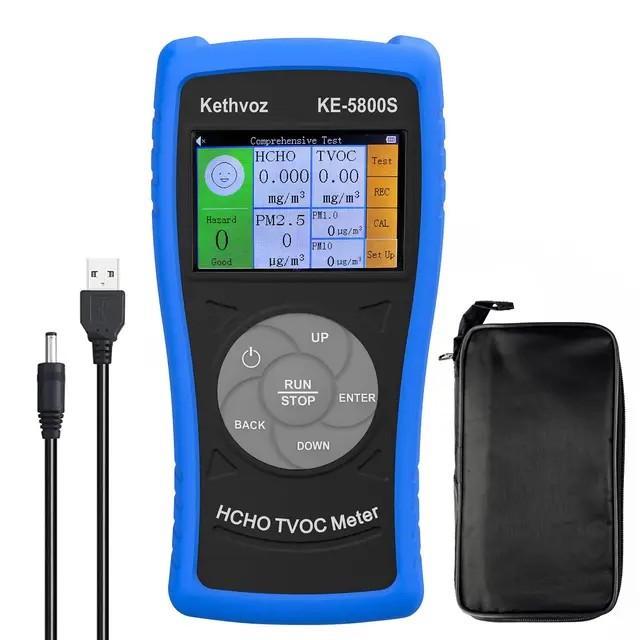 Air Quality Detector Indoor Formaldehyde Messgerät, Kethvoz Luftqualitätsmonitor Messen HCHO Test PM2.5/10 Monitor TVOC, Luftqualitätsmesser Meter for Home Office Car Factory 5800S