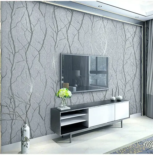 Minimalismus und moderne Mode Vliestapete, 3D Relief Baum Streifen Tapete, Wohnzimmer, TV Sofa Hintergrund (grau)…