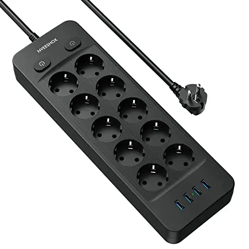nveeshox steckdosenleiste 10 fach 4 usb