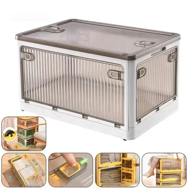 Akis Home Aufbewahrungsbox mit Deckel, 56L Boxen Aufbewahrung Ordnungsboxen Storage boxes Kisten, Kunststoffbox Plastikbox Stapelkisten Lagerboxen mit Rollen groß (Weiß)