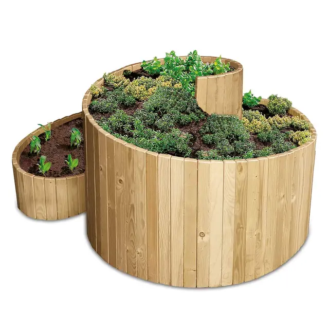 bellissa Kräuterspirale Holz Kräuterschnecke 120 x 120 x 20/80 cm | Vormontierter Bausatz aus Nadelholz inkl. Trennfolie