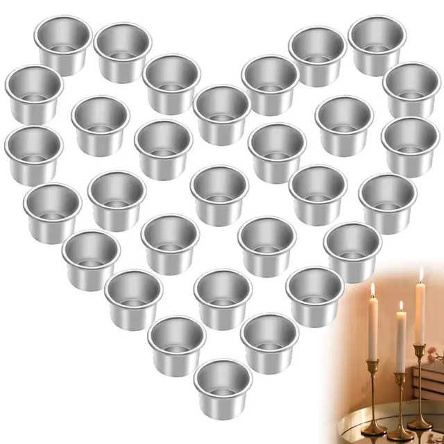 30 Stück Kerzenhalter für Stabkerzen,Kerzentüllen Stabkerzenhalter aus Metall, Silber Klein Kerzeneinsatz Tafelkerzen,Kerzenständer,Kerzenhalter für Wohn,Esszimmerdekoration (22.2mm)