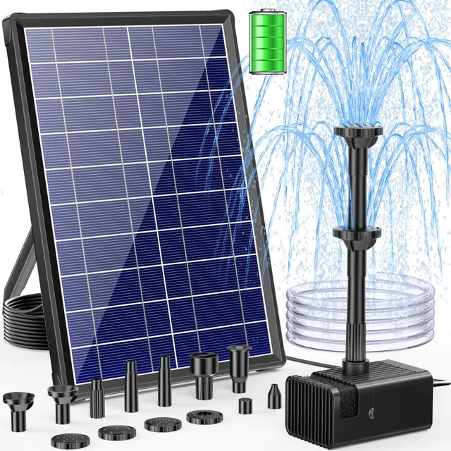 POPOSOAP 8W Solar Springbrunnen für außen mit 3600mAh Akku-Backup, Trockenlaufschutz & Sprühstabilität, solarbrunnen für Teich, Vogeltränke & Gartenwasserfeature
