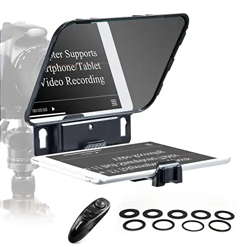 Desview T3 Teleprompter mit Fernbedienung für iPad Tablet Smartphone Kamera DSLR Weitwinkelobjektiv für bis zu 10 Zoll, iOS/Android-kompatible App für das Interview VLOG Videoaufzeichnung