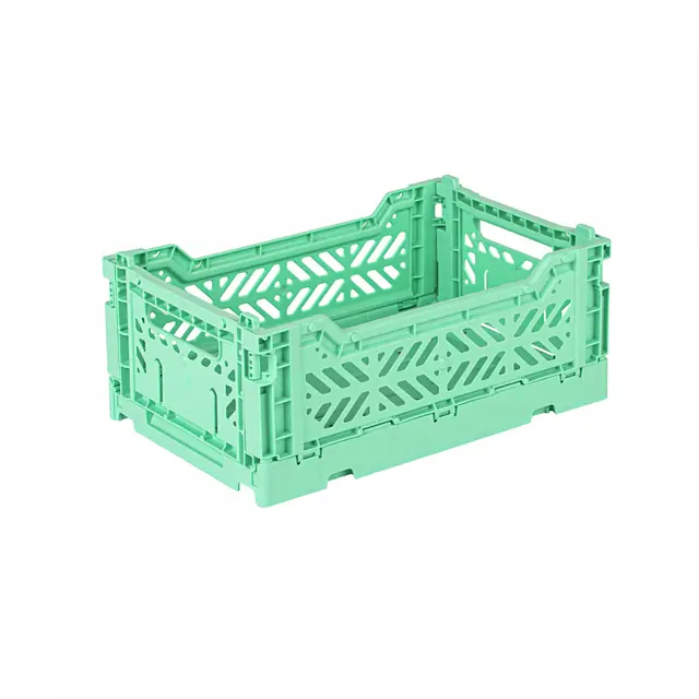 AYKASA Klappkiste, stabile Faltkiste aus Kunststoff, stapelbar, Mint, Mini (27x17x11cm)