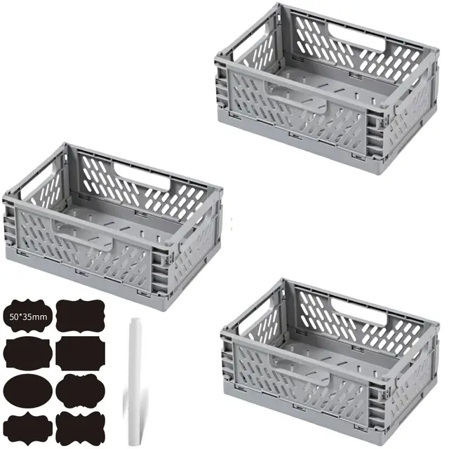 3 Stück Klappbox Klappkiste Grau 42x28x16cm Klappboxen Faltbar Stabil Klappkorb Faltbar Klappkorb Aufbewahrungsbox Boxen Aufbewahrung für Küche,Arbeitszimmer,Büro