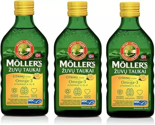 Möller's Omega-3 Lebertran Zitrone,Flüssigkeit (250ml) - 3-Pack