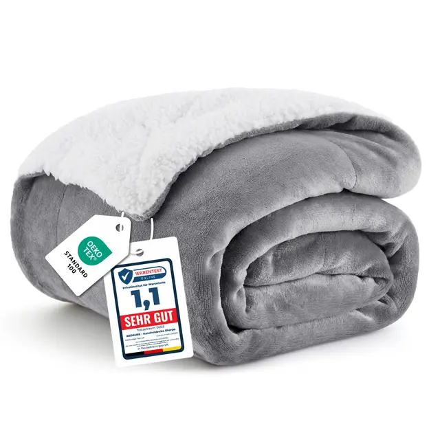 bedsure sherpa kuscheldecke warm grau