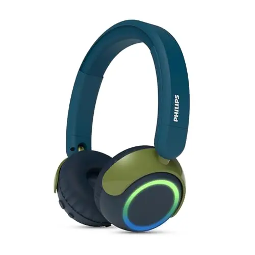 Philips TAK4200CT 4200-Serie mit kabellosem ohraufliegendem Kopfhörer für Kinder, lautstärkenbegrenzt, Audio-Sharing, 3,5 mm und USB-C-Kabel im Lieferumfang inbegriffen – Crystal Teal