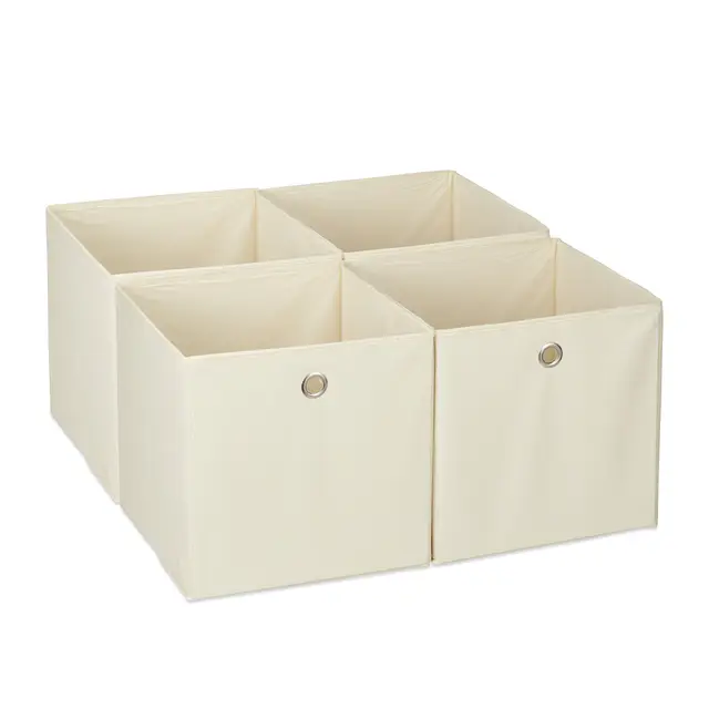 Relaxdays Faltbox 4er Set 30x30x30 cm beige