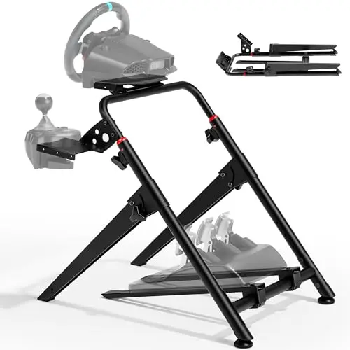 ARES WING Lenkradständer kompatibel mit Fanatec, Thrustmaster, Logitech, Moza, faltbares SIM Racing Cockpit für Lenkrad Gaming Wheel Stand Racing, Neigungsverstellbares Gestell on PS4 Xbox PC