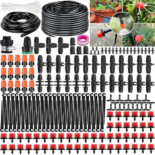 Garten BewässerungsSystem, Garten Bewässerung Kit, 50M+25M Bewässerungsrohre, Automatik Tröpfchenbewässerung Gartenbewässerung Misting Kühlsystem für Landschaft, Flower Bed und Terrasse Pflanzen