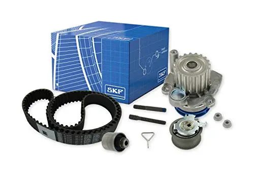 SKF Wasserpumpe und Zahnriemensatz mit Stehbolzen mit Dichtungen/Dichtungen VKMC 01250-1 Höhe 171 mm Länge 271 mm Breite 142 mm - OE-Qualität