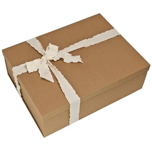 Tekhoho Kraft Geschenkbox 44x33x14cm, Extra Große Premium Rechteckige Geschenkbox mit Deckel für Geschenke, Weihnachts-, Hochzeits- und Geburtstagsverpackung