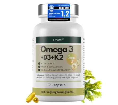 EXVital O3 D3 K2 Algenöl Kapseln