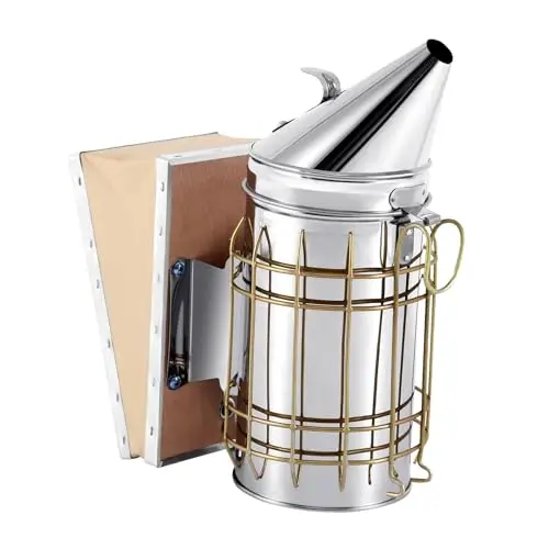Edelstahl Bienensmoker mit Hitzeschutz – Imker Smoker mit Balg, hitzebeständig & rostfrei – Für die sichere Honigernte & Bienenberuhigung – Robustes Imker-Zubehör