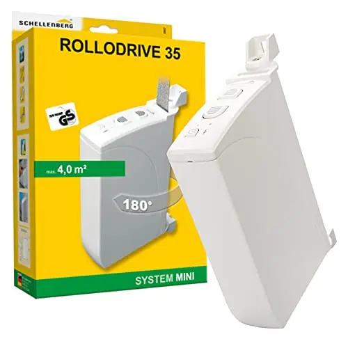 Schellenberg Elektrischer Gurtwickler RolloDrive 35, Aufputz‑Montage, bis 4 m² Rollladenfläche, für 14–15 mm Gurtbreite, Zugkraft 12 kg, inkl. Zeitautomatik & Hinderniserkennung, weiß, 22637