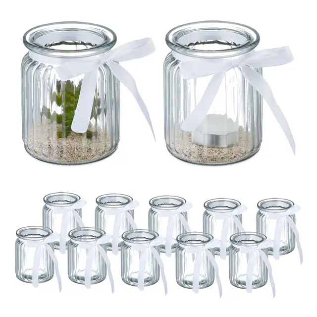 relaxdays windlicht 12er set glas mit