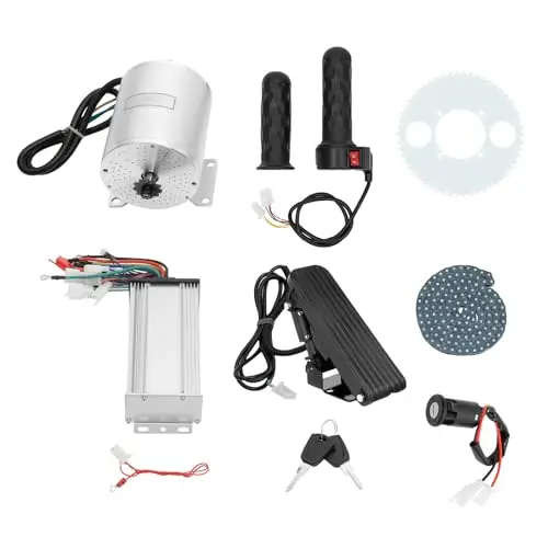 3KW Elektrischer Bürstenloser Motor Kit Bürstenloser Gleichstrommotor Brushless Motor Kit mit Controller und Fußbeschleuniger 3 Gänge Brushless Elektromotor für Elektromotorräder, Dünenbuggy, Go-Kart
