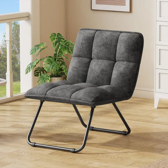 YITAHOME Klappstuhl Sessel Wohnzlmmer, Loungesessel, Ohrensessel, Lesesessel mit Aufbewahrungstasche, Einzelsofa fur Schlafzimmer Arbeitszimmer, Klappbar, mit Griff&Metalrahmen, Bis 150 kg, Grau
