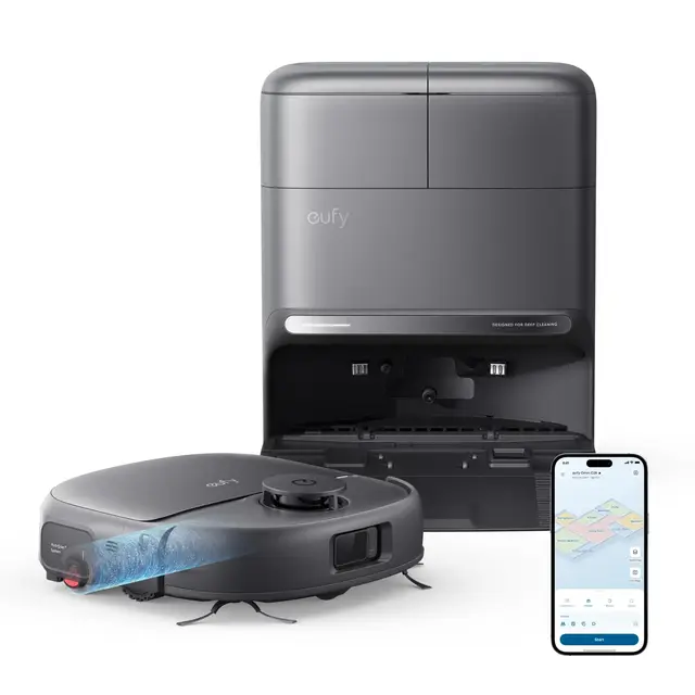 eufy Neuheit 2026 von Anker Saug- und Wischroboter C28 5-in-1 mit selbstreinigender HydroJet-Wischrolle, 15.000Pa Turbo-Saugkraft, Anti-Verheddern, KI-Hindernisvermeidung