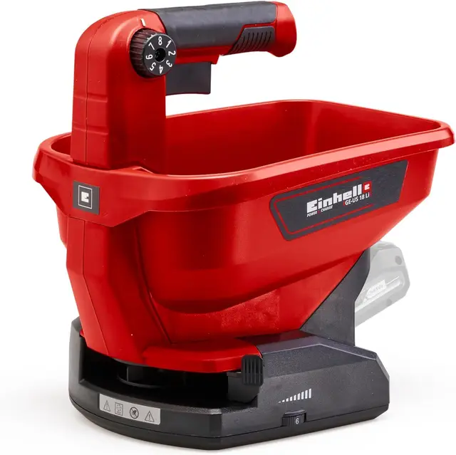 Einhell Universal Streuer GE-US 18 Li-Solo | PXC | 3,3-L-Behälter | 6-stufige Drehzahlelektronik | 8-stufige Streumengenregulierung | ohne Akku