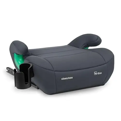 KikkaBoo i-Pop Kindersitzerhöhung Auto Kinder, i-Size, Isofix, 22-36 kg, Gruppe 3, 7-12 Jahre, Autositz Sitzerhöhung, Grau