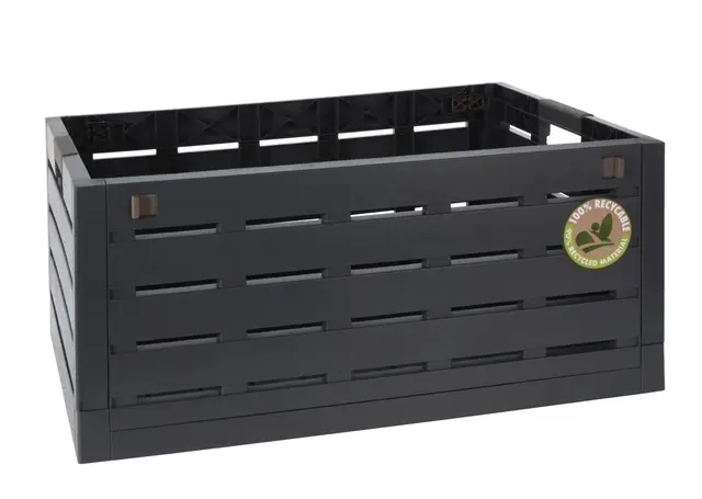 Spetebo XXL Klappbox 60 Liter anthrazit - 59 x 40 cm - Universal Faltbox in Holz Optik zu 50 kg belastbar - Klapp Falt Ausbewahrungs Transport Box Einkaufs Wäsche Korb groß recycelbar