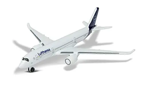 Majorette Airbus 350 Lufthansa Spielzeugflugzeug (13 cm) - Lizenziertes Metall-Modell im Originaldesign für Kinder ab 3 Jahren - 212057980Q02, Weiß