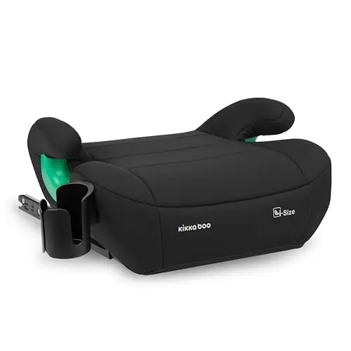 KikkaBoo i-Pop Kindersitzerhöhung Auto Kinder, i-Size, Isofix, 22-36 kg, Gruppe 3, 7-12 Jahre, Autositz Sitzerhöhung, Schwarz