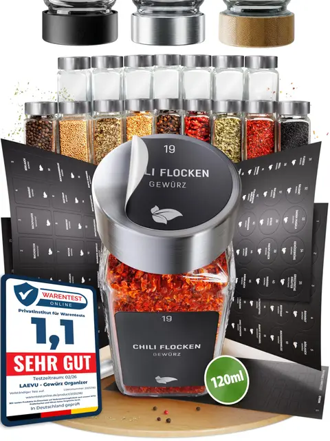 laevu gewürzgläser eckig edelstahl 24er
