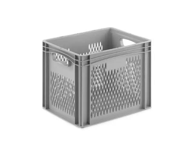 DIE BOX FABRIK Eurobehälter 400x300x320mm | perforierte Box | Aufbewahrungsbox | Kunststoff Kisten | Lagerbehälter mit Griffen | robuste Stapelbox | Eurokiste | Mehrwegbehälter