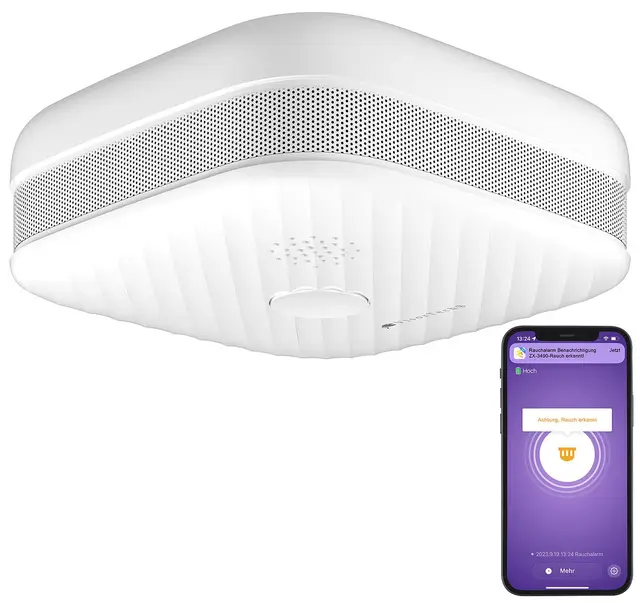 VisorTech Rauchmelder WLAN: WLAN-Rauch- & Hitzemelder mit weltweiter App-Benachrichtigung, 85 dB (Smart Rauchmelder, mit Apps, Home)