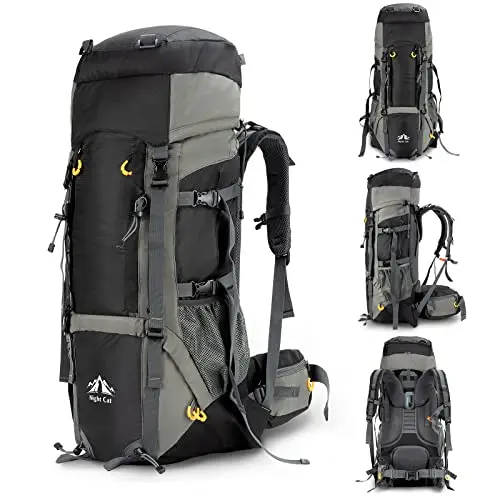 Night Cat Wanderrucksack 70L 90L Rucksack: Trekkingrucksack Reiserucksack Herren Damen Atmungsaktiv für Camping Trekking Mountainering Klettern Fahrradreisen