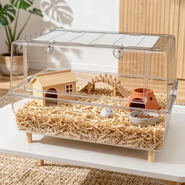 75cm XXL Nagarium - Artgerechtes Hamsterheim aus kristallklarem PET für Goldhamster & Igel, Hamstergehege mit hoher Bodenwanne für tiefes Einstreu, 360° Sicht & Ausbruchsicher