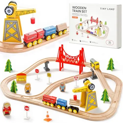 tiny land 55tlg holzeisenbahn set mit